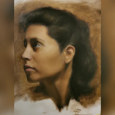 Portrait oil painting Israeli woman, Hadar, classical realism, Alla prima